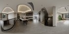 Modern living room and dining room interior scene - Thumbnail 360°