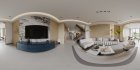 Modern living room and dining room interior scene - Thumbnail 360°