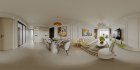 Modern living room and dining room interior scene - Thumbnail 360°