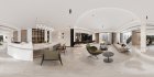 Modern living room and dining room interior scene - Thumbnail 360°