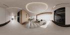 Modern living room and dining room interior scene - Thumbnail 360°