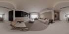 Modern living room and dining room interior scene - Thumbnail 360°