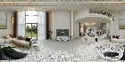 Eclectic villa living room and dining room interior - Thumbnail 360°