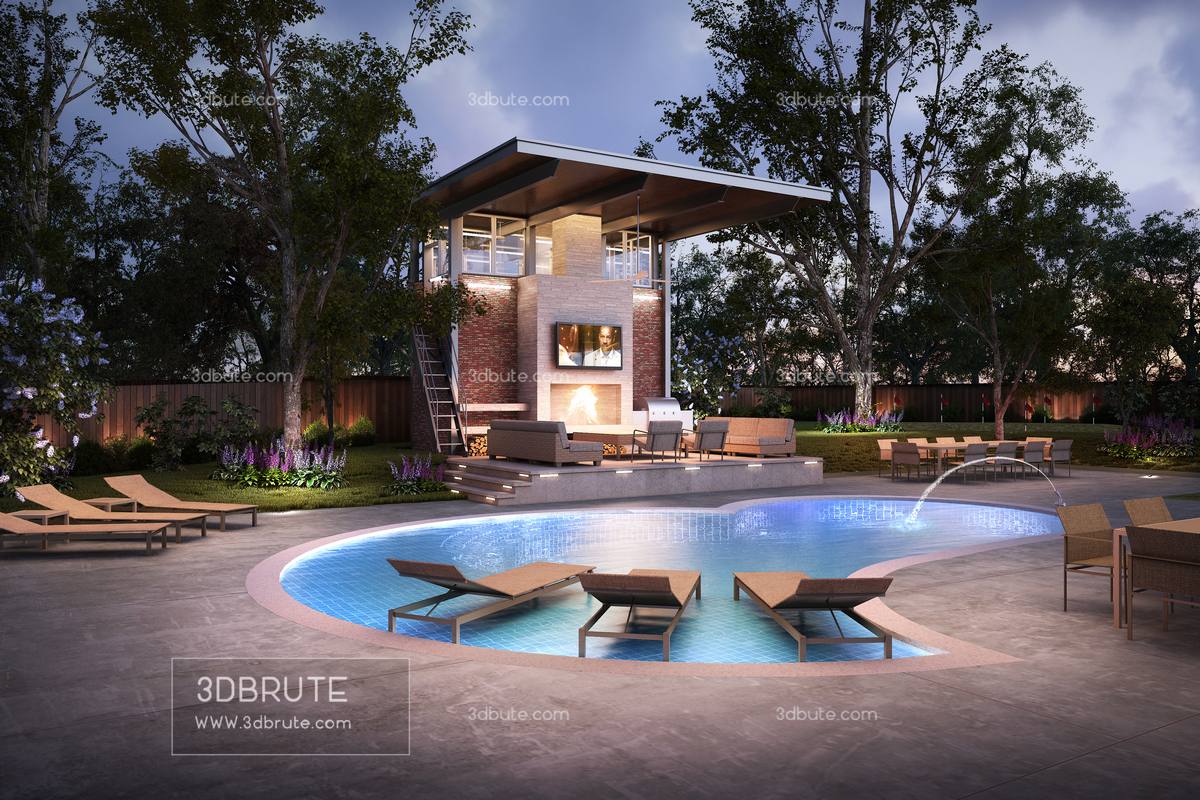 Cabana outdoor resort 3dmodel 3dsmax download free