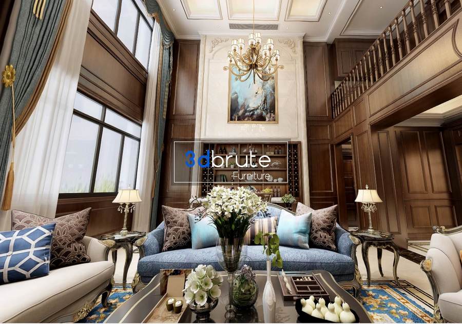 Living room Scene classic 360 vray free (1)