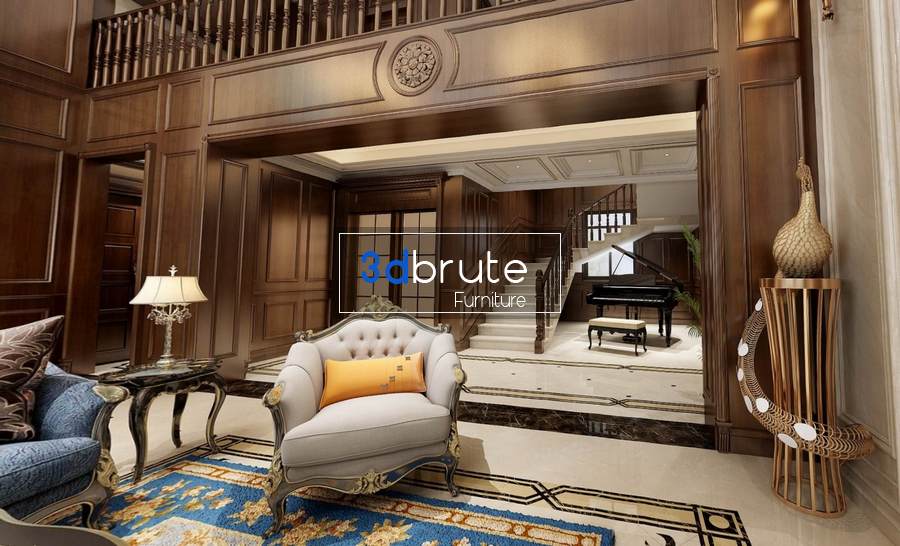 Living room Scene classic 360 vray free (1)