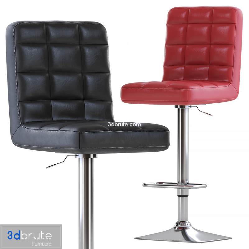 Axel High Back Adjustable Bar Stool Set of 2 Black Image 1