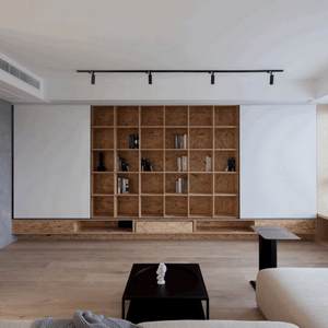 W-house minimalist private house design, wooden card studio