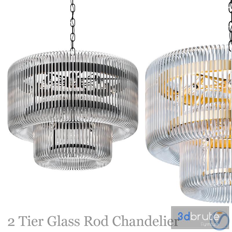 2 Tier Glass Rod Chandelier Image 1