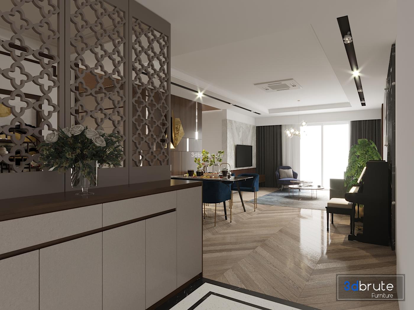 Modern living room Scene corona render (2)