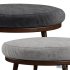 Imre Round Leather Ottoman - Thumbnail 2