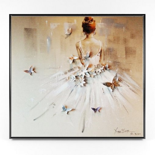 back woman painting