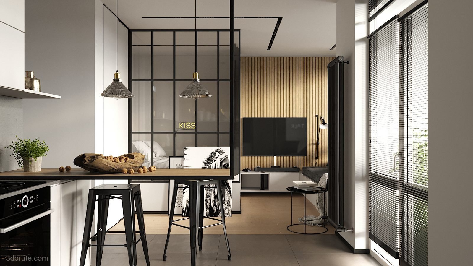 36m2-Moscow Apartment-Elegant Northern Europe