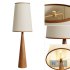 Bruna Walnut Wood and Linen Floor Lamp - Thumbnail 1