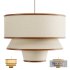 Bruna Walnut Wood and Linen Pendant Light - Thumbnail 2