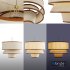 Bruna Walnut Wood and Linen Pendant Light - Thumbnail 1