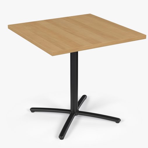 Restaurant Square Table with Metal Base and Wood Top