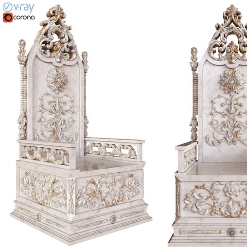 Stone throne with carved elements