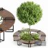 Wooden Modern Trendy Design Round Circular Park Bench - Thumbnail 1