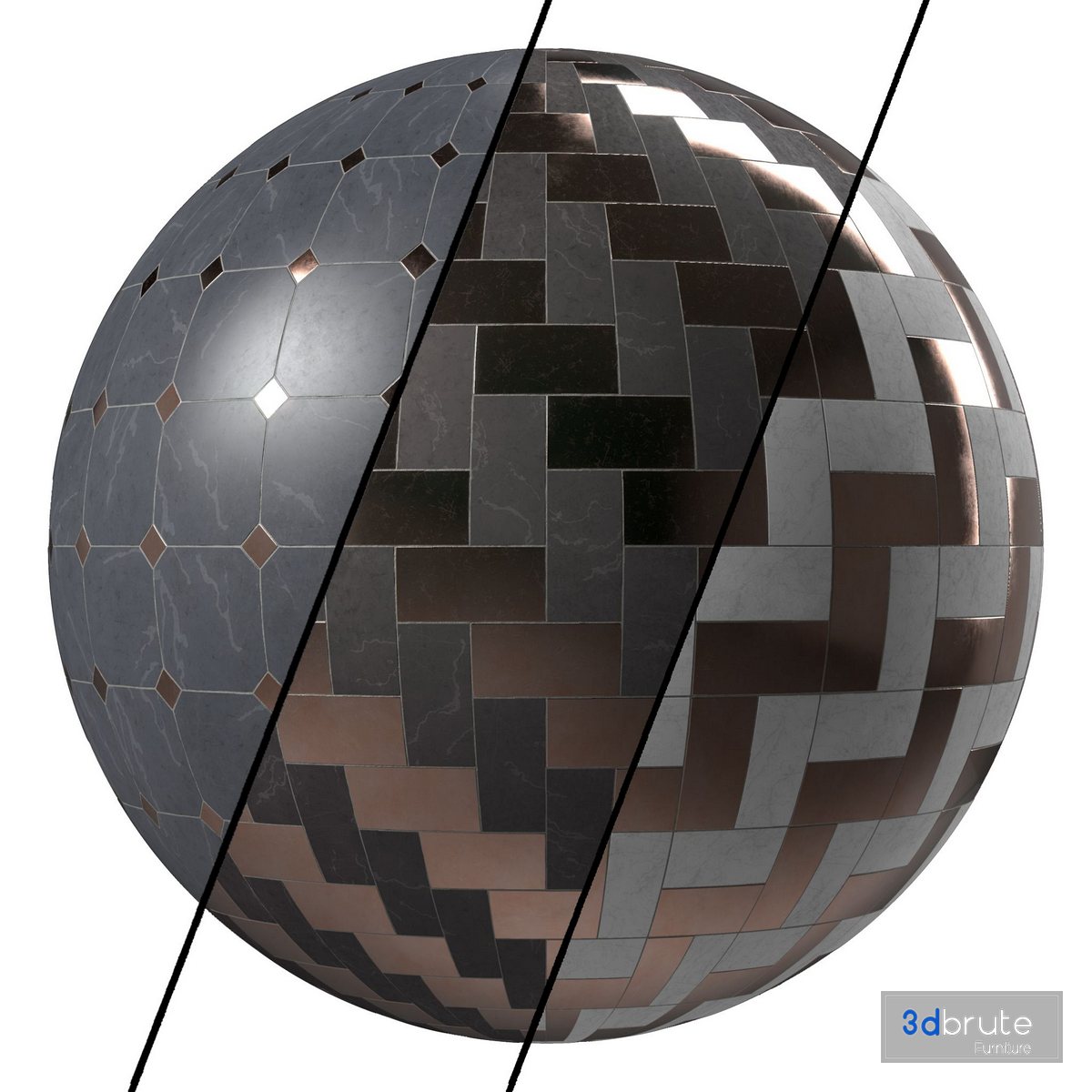 Marble Tile Materials 10- Mix by Metal TIle – Pbr 4k Seamless Image 1