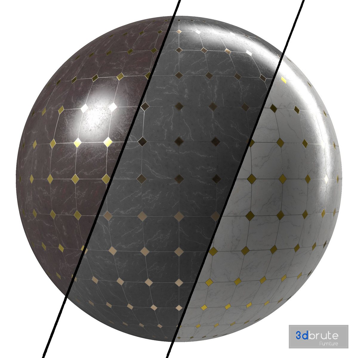 Marble Tile Materials 7- Mix by Metal TIle – Pbr 4k Seamless Image 1