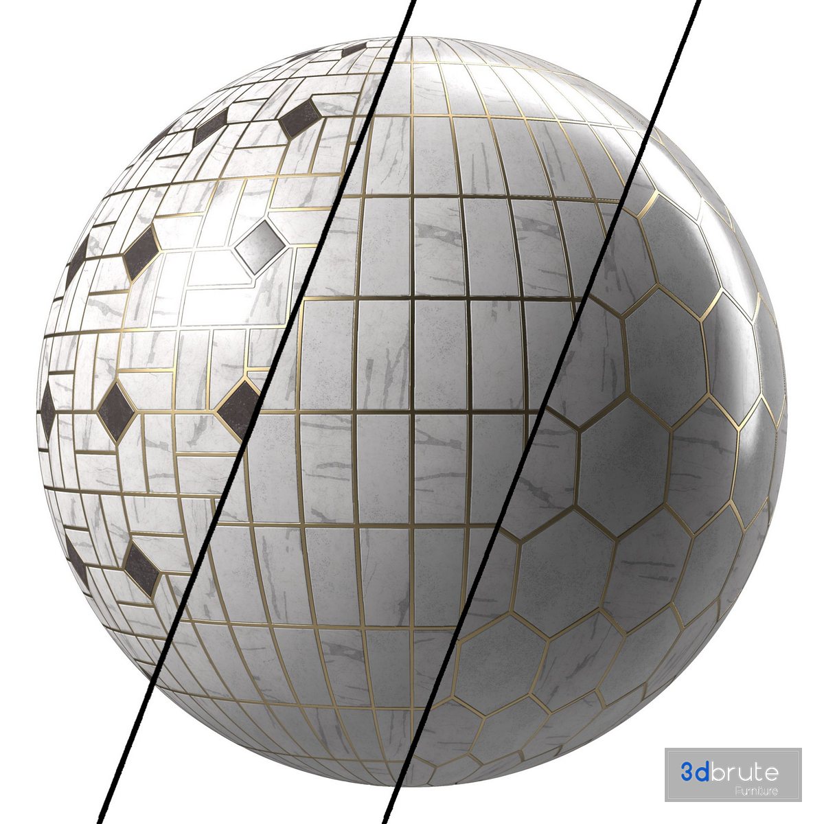 Marble Tile Materials 11- Mix by Metal TIle – Pbr 4k Seamless Image 1