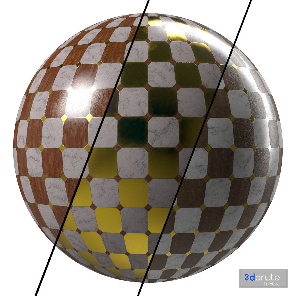 Marble Tile Materials 8- Mix by Metal TIle – Pbr 4k Seamless Image 1