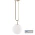Koko, A Modern Pendant Light with Satin Globe Shade in Brushed Brass Finish - Thumbnail 2