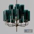 Brass & Blue Glass Tube Chandelier by Hans Agne Jakobsson - Thumbnail 1