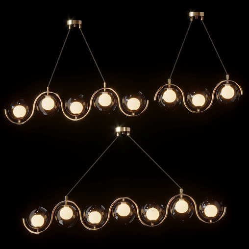 Modern Style 3 – 5 – 7 Light Brass Linear Chandelier
