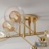Mid Century 8 Light Radial Glass Gold Ceiling Light Pendant - Thumbnail 2