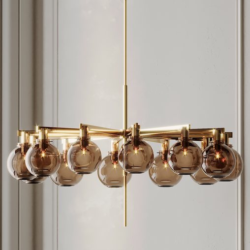 Hans-Agne Jakobsson – A brass Twelve-Light Ceiling Lamp