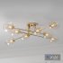 Mid Century 8 Light Radial Glass Gold Ceiling Light Pendant - Thumbnail 1