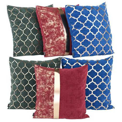 Luxury Velvet Throw Pillows Set Cover With Gold Accent