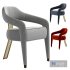 INVICTA II dining chair in white boucle and brass rear leg - Thumbnail 1