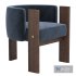 Modern Walnut Timber Solid Brass and Boucle Malta Dining - Thumbnail 3