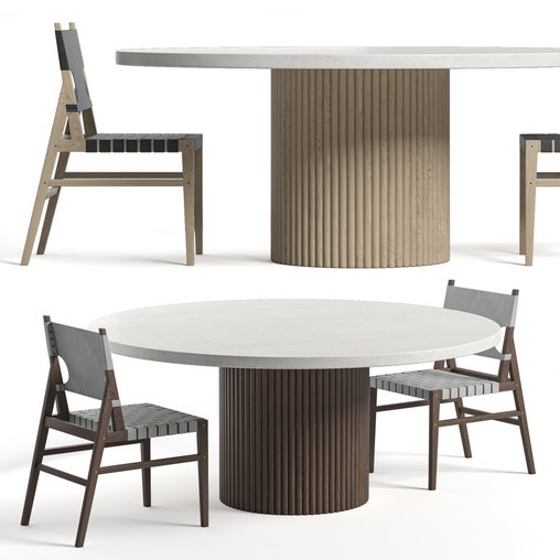 JENSEN LEATHER DINING CHAIR And PRE ORDER ARIA VITOLO PILLAR ROUND DINING TABLE