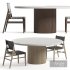 JENSEN LEATHER DINING CHAIR And PRE ORDER ARIA VITOLO PILLAR ROUND DINING TABLE - Thumbnail 1