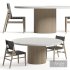 JENSEN LEATHER DINING CHAIR And PRE ORDER ARIA VITOLO PILLAR ROUND DINING TABLE - Thumbnail 2