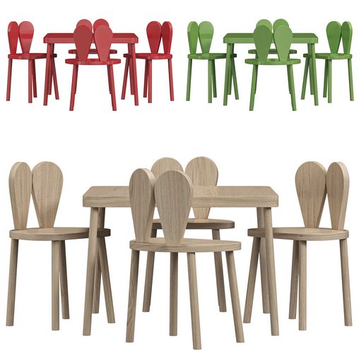 Rabbit Chair Wooden Kids Table And Chair Set By Etsy