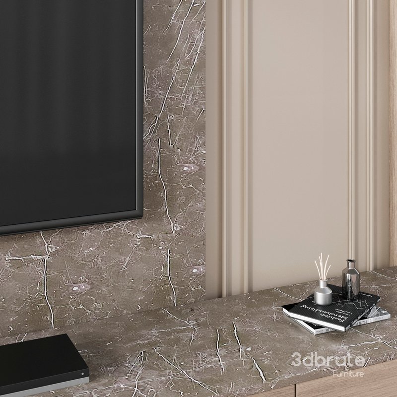 TV Wall Stone and Wood Image 2