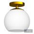 Wide Semi Flush Mount with Glass Shade in Brass White Milk - Thumbnail 4