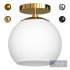 Wide Semi Flush Mount with Glass Shade in Brass White Milk - Thumbnail 2