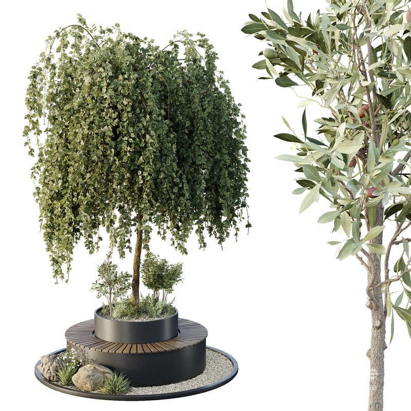 HQ Urban environment set of green plant benches 05 Image 1