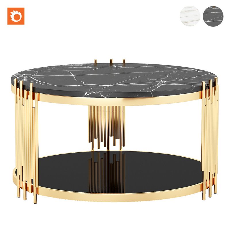 Camperian Rose Gold Coffee Table Marble Image 1