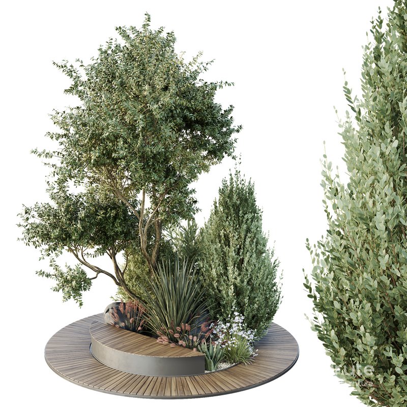 HQ Urban environment set of green plant benches 03 Image 1