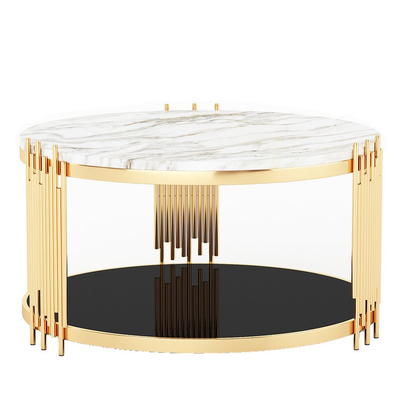 Camperian Rose Gold Coffee Table Marble Image 2
