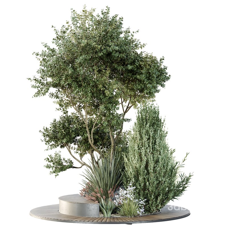 HQ Urban environment set of green plant benches 03 Image 2