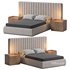 Walvia Gray Velvet Luxury Wide Headboard Bed - Thumbnail 3