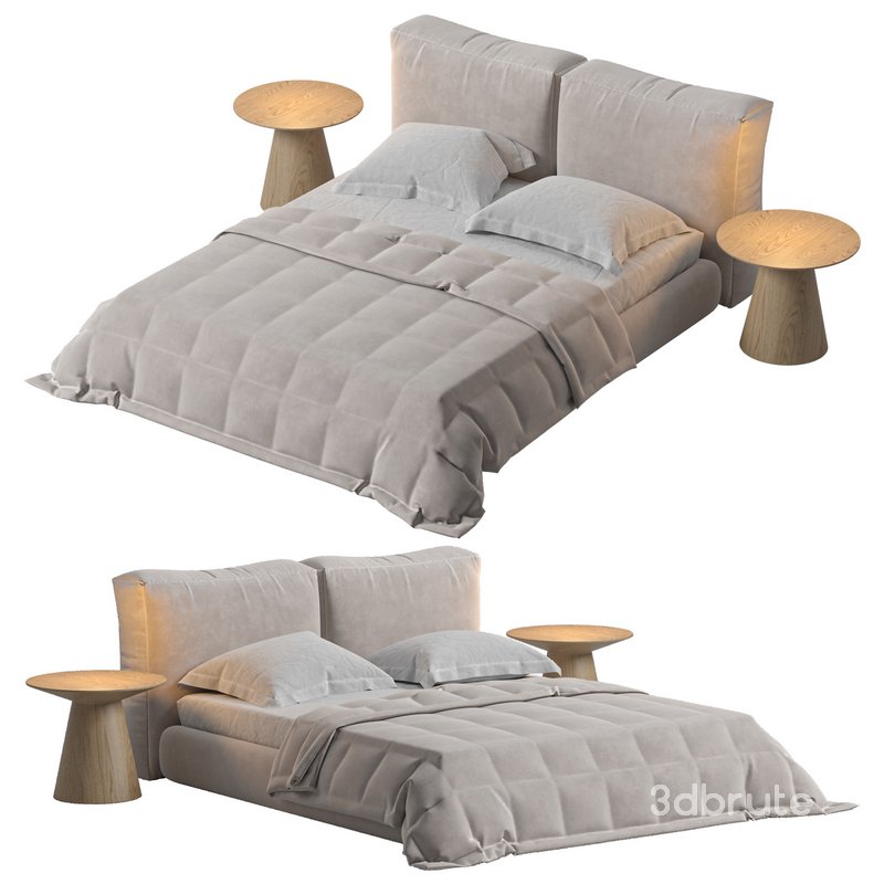 Amos Boucle White Contemporary Rectangular Head Board Bed Image 3